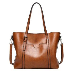 Women Large Soft PU Leather Tote Crossbody Satchel Shoulder Handbag Shopping Bag